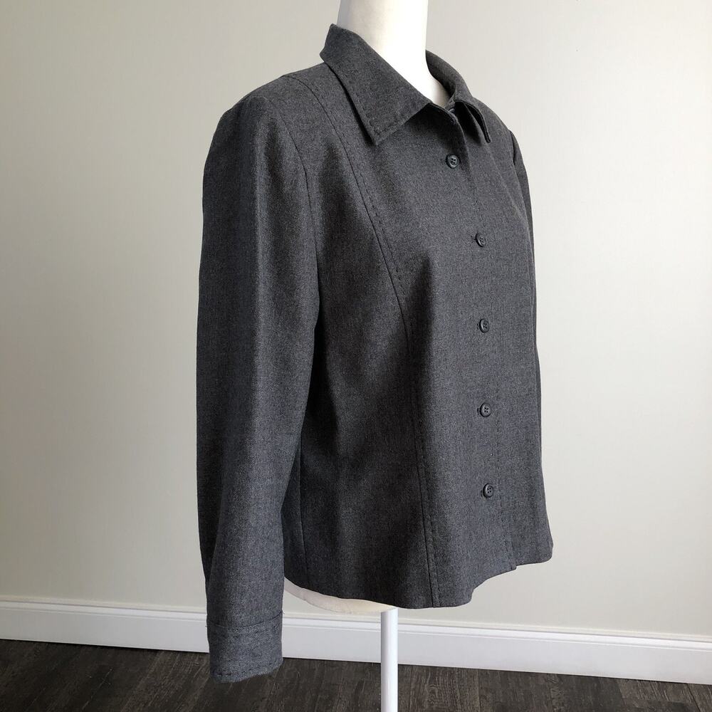 Pendleton Women's Vintage Blazer Shirt LS Stitched Jacket Gray Virgin Wool Sz 14